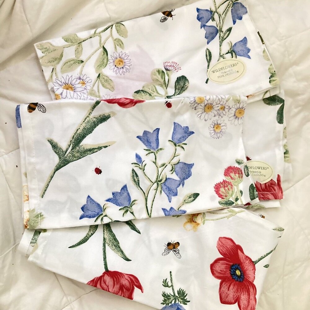 Wildflower Dinner Napkins Park Designs Poppy Flowers Ladybug White Set o…